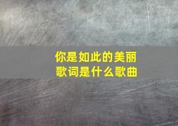 你是如此的美丽 歌词是什么歌曲